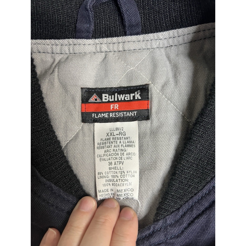 Bulwark Mens Jacket XXL Navy Flame Resistant Insulated Work Regular - Picture 3 of 6
